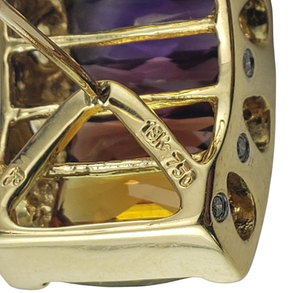 18K Yellow Gold Rainbow Gemstone and Diamond Omega Back Earrings #20720 - Picture 5 of 8